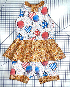 Patriotic Balloons Peplum Set